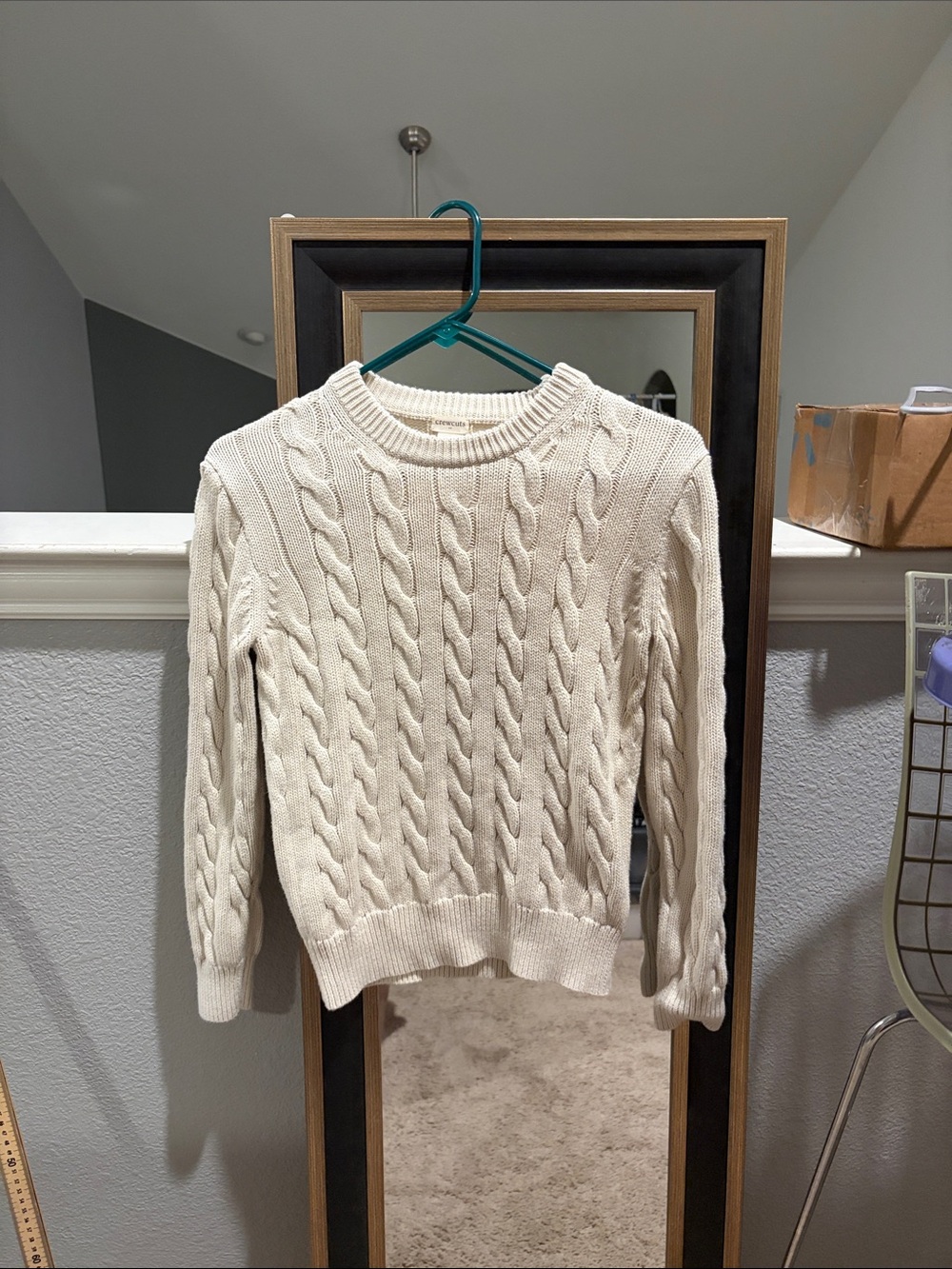 Crewcuts Off-White Cable Knit Crewneck Sweater (runs small)